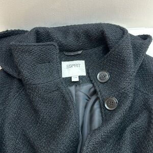 Preloved Esprit Black Coat with Pockets and Hoodie